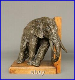 Ancien Serre livres éléphants signé Ary Bitter & Susse Frères Art Déco Animalier