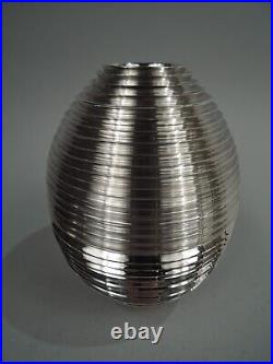 Ancien Vase Art Déco Moderne Portugais 833 Argent C 1930