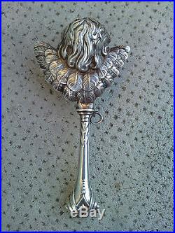 Ancien hochet argent 925 angelot cherubin antique angel rattle silver art deco