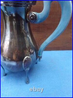 Ancien service à thé/café Art-Déco en métal argenté-décor Louis XV-2 poinçons