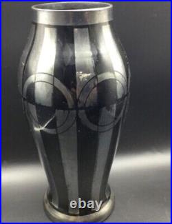 # Ancien vase art déco signé (HEM) Michel Herman décor en argent