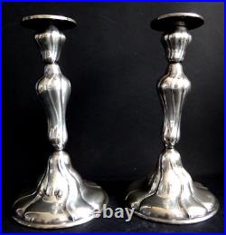 Ancienne paire de bougeoirs métal argenté art déco Old candlestick 1930