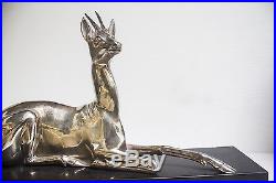 Antilope en bronze argenté signée G. Lavroff
