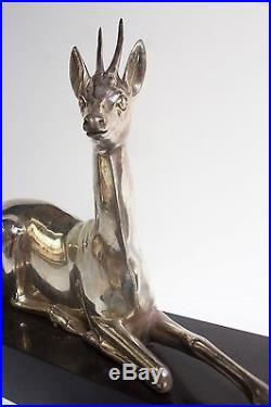 Antilope en bronze argenté signée G. Lavroff
