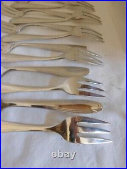 Apollo douze fourchettes onze couteaux à poisson métal argenté art déco
