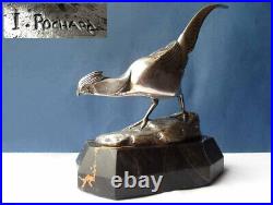 Art Déco Figure de Bronze, Argenté, Faisan/Faisan, (I). Rochard, 1940er Années F623