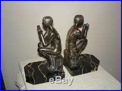 Art Déco Français En Bronze Argenté Serres Livres Nues Par SCRIBE 1930
