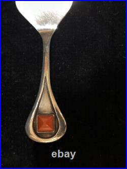 Art Déco Service Gâteau Avec Corail En Argent Sterling 925 97 Gr. Longueur 23 CM