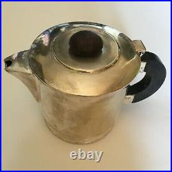 Art Déco Service à thé, théière, sucrier et pot à lait en métal argenté XXème
