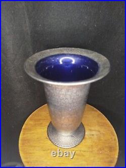 Art Déco Suisse Verrerie St-Prex Vase évasé verre argent craquelé 1930