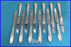 BRILLANT 12 grands couteaux ART DÉCO métal argenté table ménagère couvert