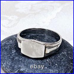 Bague Chevalière Art Déco Artisan Argent 925 Poinçon Sanglier T64 Neuve Stock