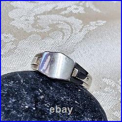 Bague Chevalière Art Déco Artisan Argent 925 Poinçon Sanglier T64 Neuve Stock