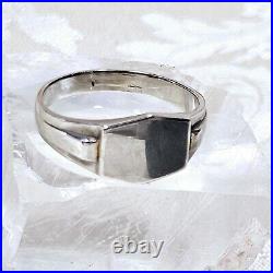 Bague Chevalière Art Déco Artisan Argent 925 Poinçon Sanglier T64 Neuve Stock