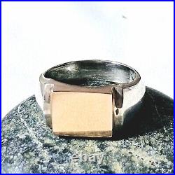 Bague Chevalière Art Déco Artisan Or 18k Argent 925 Poinçon Aigle & Sanglier T55