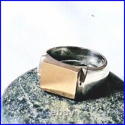 Bague Chevalière Art Déco Artisan Or 18k Argent 925 Poinçon Aigle & Sanglier T55