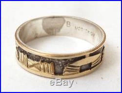 Bague anneau homme ARGENT et OR Bijou ancien Art inuit esquimaux silver ring