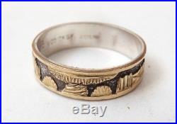 Bague anneau homme ARGENT et OR Bijou ancien Art inuit esquimaux silver ring