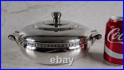 Beau plat couvert légumier en métal argenté art déco silverplate dish tureen