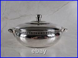 Beau plat couvert légumier en métal argenté art déco silverplate dish tureen