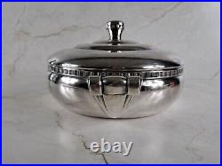 Beau plat couvert légumier en métal argenté art déco silverplate dish tureen