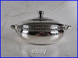 Beau plat couvert légumier en métal argenté art déco silverplate dish tureen