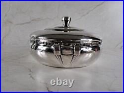 Beau plat couvert légumier en métal argenté art déco silverplate dish tureen