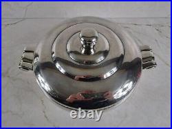 Beau plat couvert légumier en métal argenté art déco silverplate dish tureen