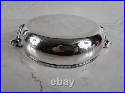 Beau plat couvert légumier en métal argenté art déco silverplate dish tureen