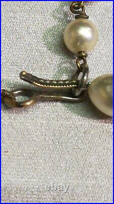 Bijoux Pendentif Art Déco, Collier Métal Argenté, Perles Nacrées Décor Scarabées