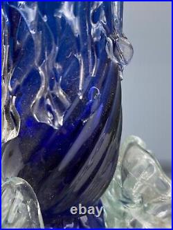 Bougeoir Venise Murano Xxeme Bleu Decor Metal Argentè M738