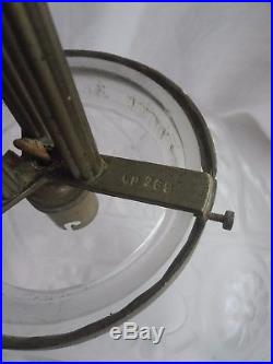 Boule lustre suspension pâte de verre Muller et bronze argenté signée Art déco