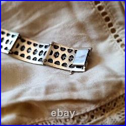 Bracelet Articulé Art Déco Europe De L'Est Argent Nieillé 175x19mm Poignet fin