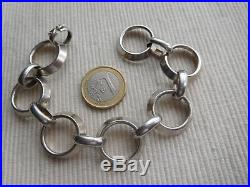 Bracelet En Argent Massif Ancien Art Deco Poincon Du Crabe 18.50 Cms 43 Grs B133