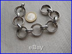 Bracelet En Argent Massif Ancien Art Deco Poincon Du Crabe 18.50 Cms 43 Grs B133