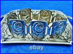 Bracelet ancien Roses métal argenté Art Déco Antique Art Deco silver metal Roses