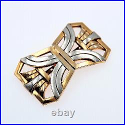 Broche Art déco Vintage 20s 30s Broche graphique en métal plaqué or et argent