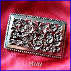 Broche Periode Art Déco France En Argent 925 À Décor Floral Travaillé & Reperçé