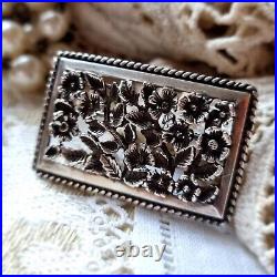 Broche Periode Art Déco France En Argent 925 À Décor Floral Travaillé & Reperçé