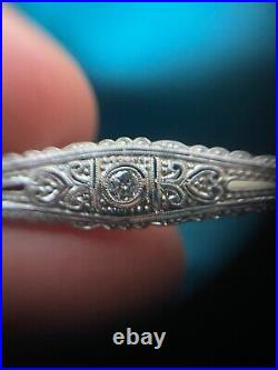 Broche barrette epingle Art Deco Diamant ancien or blanc gris 18 carats 18K 750