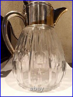 Carafe limonade ART DECO métal argenté décor géométrique XXe