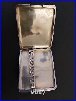 Cartier Art Deco Cigarette Case Silver Gold 14 K Enamel Etui Argent Or Email