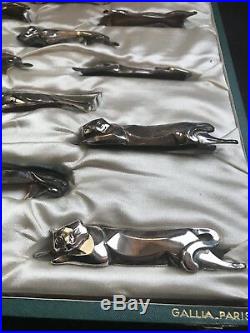 Christofle Gallia Sandoz 12 Portes Couteaux Metal Argente Art Deco Rests Knife