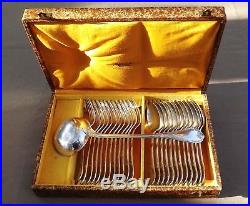Christofle Modele Marly Menagere Louis XV 25 Pieces En Metal Argente Vers 1950