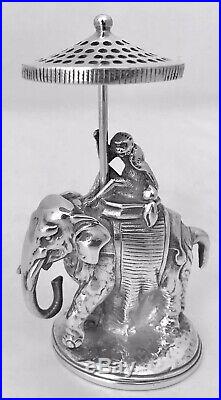 Christofle Porte Cure Dent Singe Et Elephant En Bronze Argenté Art Déco