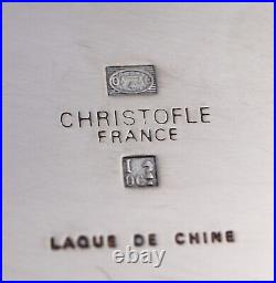 Christofle, laque de chine et métal argenté, saladier à anses, proche du neuf