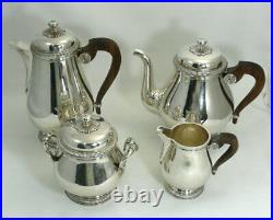 Christofle service à thé/café Art Déco, 4 pièces modèle à Godrons métal argenté