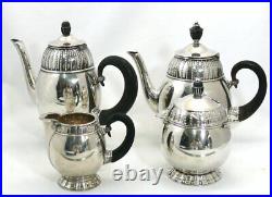 Christofle, très original service à thé/café, Art Déco, 4 pièces, métal argenté