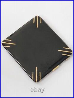 Cigarette Case Art Deco Silver & Solid Gold Enamel Etui Argent Or Laque France