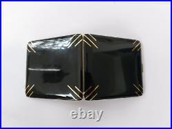 Cigarette Case Art Deco Silver & Solid Gold Enamel Etui Argent Or Laque France